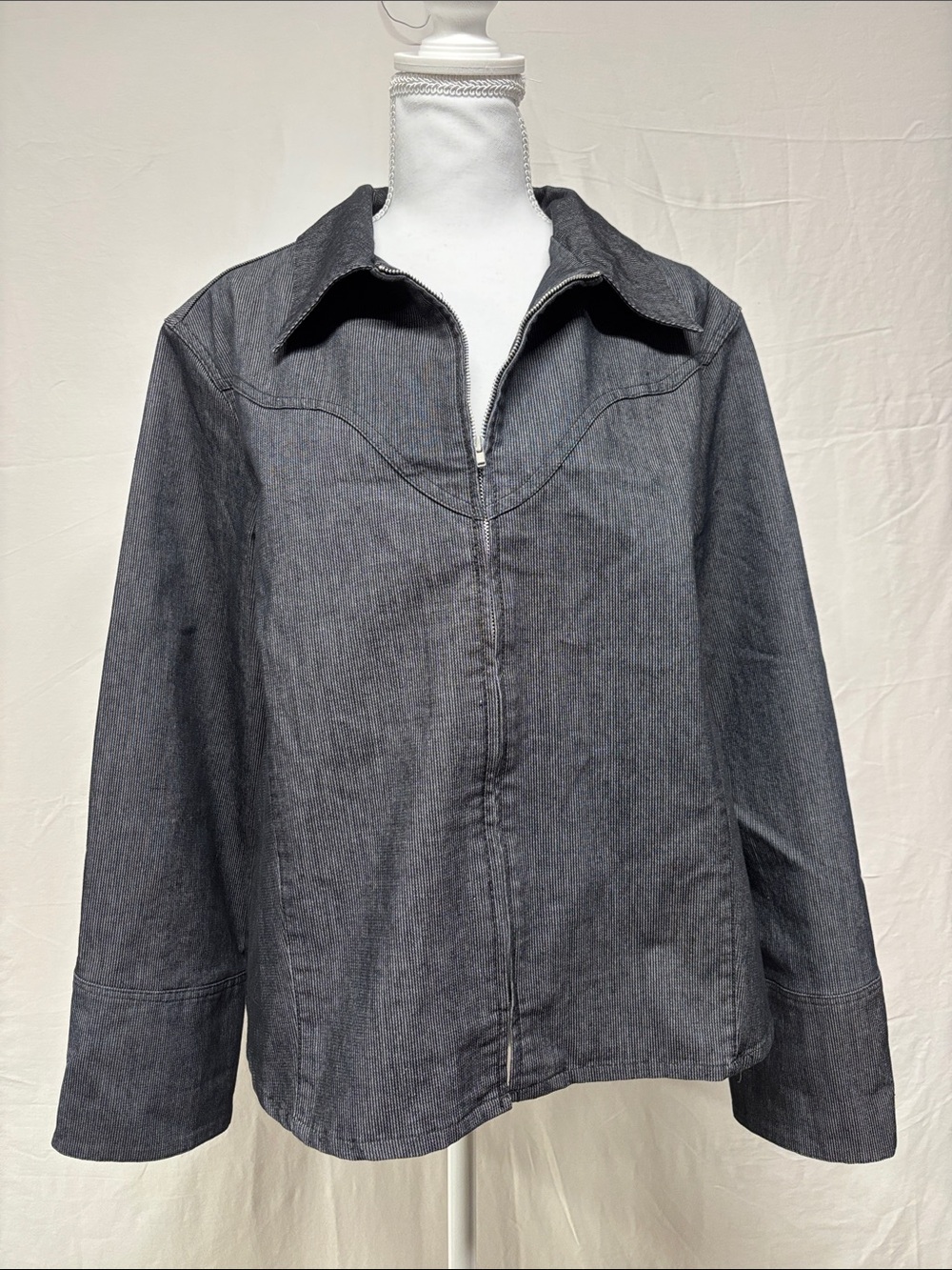 Women's Dark Gray Zip-Front Blazer Jacket